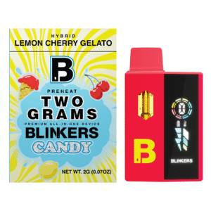 Lemon Cherry Gelato hybrid cannabis vape cartridge with candy flavor, 2g capacity.