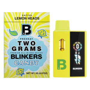 Lemon Heads V2 Blinker Candy device for cannabis, bright yellow color, compact design, sold out.