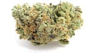 High-quality cannabis flower with dense trichomes and vibrant green hues.