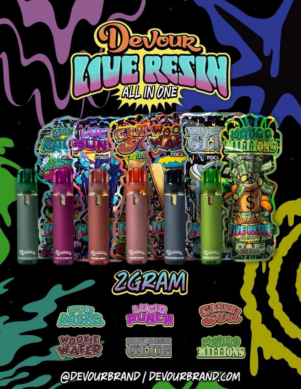 The Devour Live Resin All-In-One 2g Vape - Wookie Wafer Indica