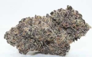 High-quality Stanky Danky cannabis bud with frosty trichomes.