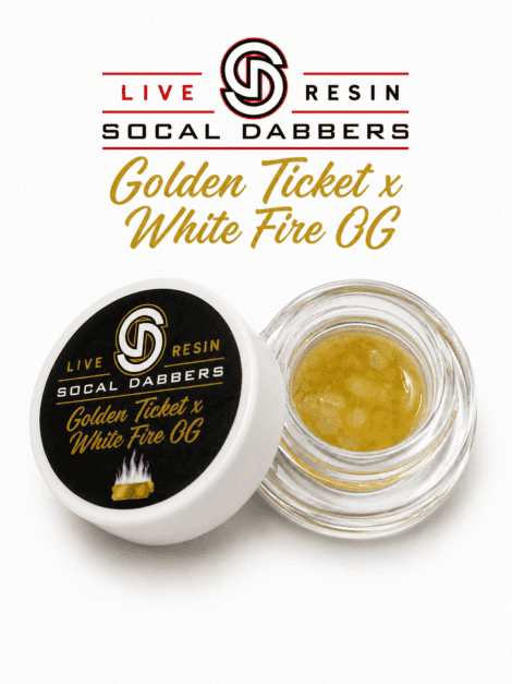 SoCal Dabbers Golden Ticket x White Fire OG live resin 3.5g – 2 for $100 mix and match